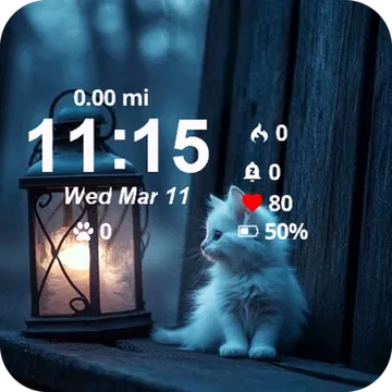 Kitten Sitting Bench Garmin watch face preview