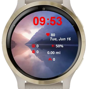 Lake Mountains Background Garmin watch face preview