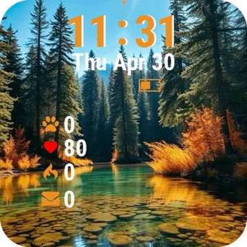 Lake Surrounded By Trees Bright Sun Garmin watch face preview