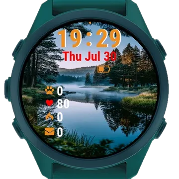 Lake Surrounded By Trees Middle Garmin watch face preview