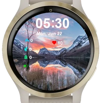 Lake Tree Middle Mountains Garmin watch face preview