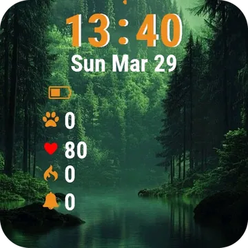 Lake Trees Mountains Garmin watch face preview