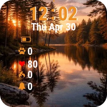 Lake Trees Rocks Fore Garmin watch face preview