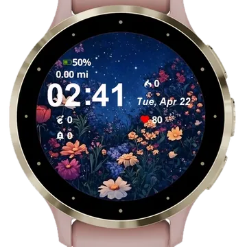 Land Flowers Garmin watch face preview