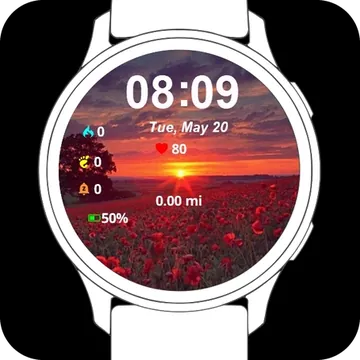 Landscape Flowers Garmin watch face preview