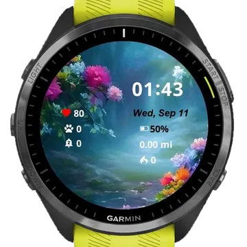 Landscape Flowers Garmin watch face preview