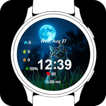 Landscape Night Cat Garmin watch face preview