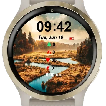 Landscape River Middle Forest Garmin watch face preview