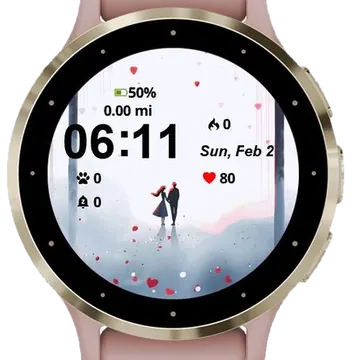 Landscape Valentines Day Garmin watch face preview
