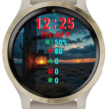 Lantern Hanging From Wooden Garmin watch face preview