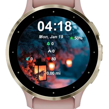 Lantern Snow Red Light Shining Garmin watch face preview