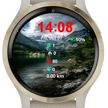 Large Body Water Surrounded By Mountains Garmin watch face preview