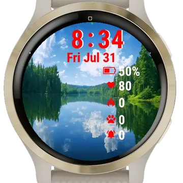 Large Body Water Surrounded By Trees Garmin watch face preview