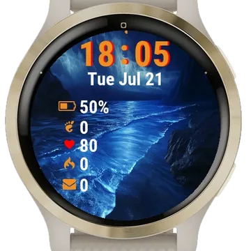 Large Body Water Waves Garmin watch face preview