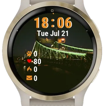 Large Bridge Has Clock Tower Garmin watch face preview