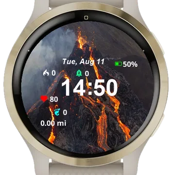 Large Mountain Lava Lava Top Garmin watch face preview