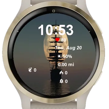 Large Ship Floating Water Garmin watch face preview