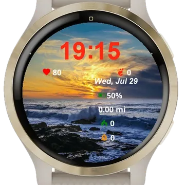 Large Wave Coming Shore Ocean Garmin watch face preview