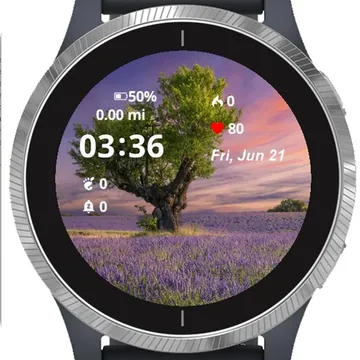 Lavender Field Sunset Garmin watch face preview
