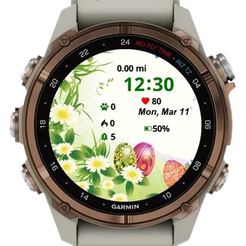 Leaf and Eggs Garmin watch face preview