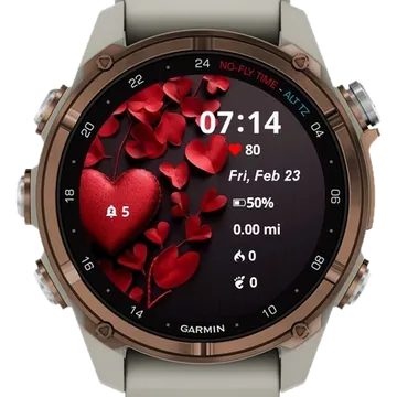 Leaves Heart Garmin watch face preview