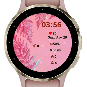 Leaves Pink Garmin watch face preview