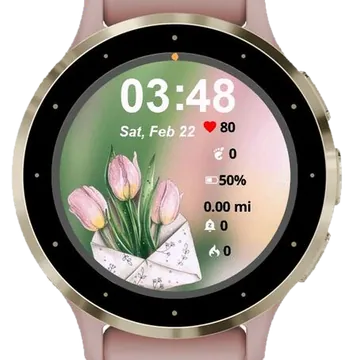 Letter Tulips Garmin watch face preview