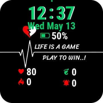 Life Is Game Play Win Garmin watch face preview