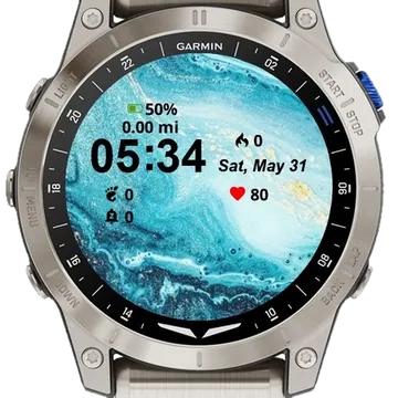 Light Blue Marble Garmin watch face preview
