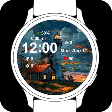 Lighthouse at Sunset Garmin watch face preview