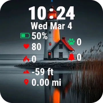 Lighthouse Island Middle Lake Garmin watch face preview