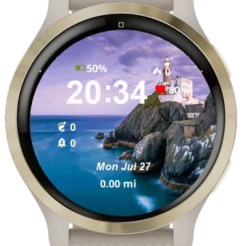 Lighthouse Sitting Top Rocky Garmin watch face preview