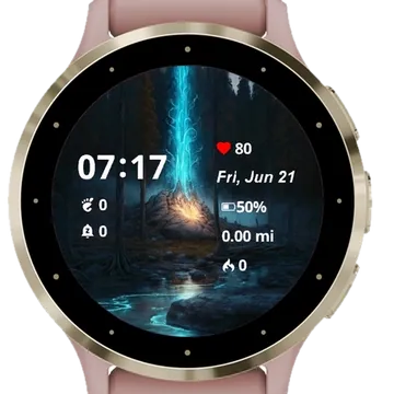Lightning Bolt is lit up dark forest Garmin watch face preview