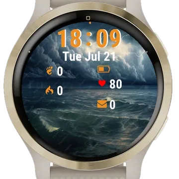 Lightning Over Ocean Storm Garmin watch face preview
