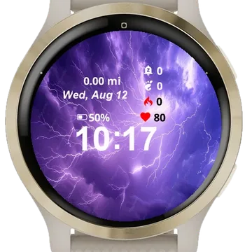 Lightning Storm Sky Over Ocean Garmin watch face preview