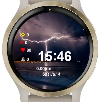 Lightning Strikes Over Ocean Garmin watch face preview