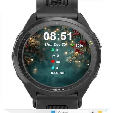 Lights Pine Branches Dark Garmin watch face preview