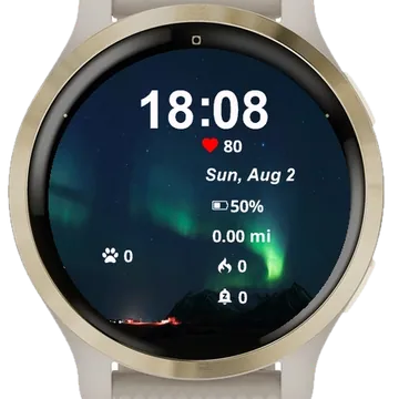 Lights Sky Above Mountains Garmin watch face preview