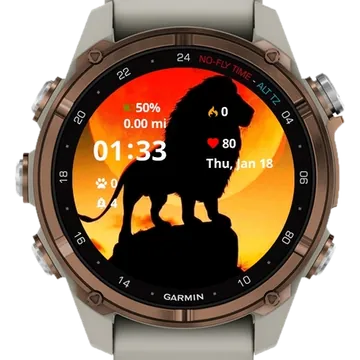 Lion drawing Garmin watch face preview