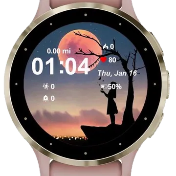 Little Girl and Moon Garmin watch face preview