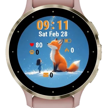 Little Girl Looking At Fox Garmin watch face preview