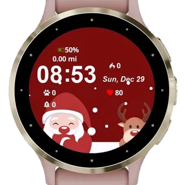 Little Santa and Reindeer Garmin watch face preview