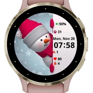 Little snowman winter Garmin watch face preview