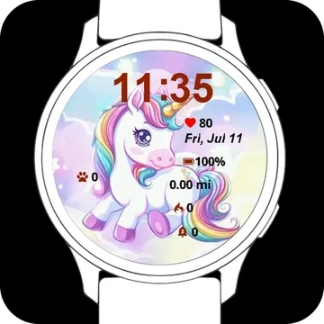 Little Unicorn Garmin watch face preview