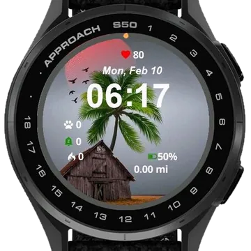 Lonely Cabin Under the Red Sun Garmin watch face preview