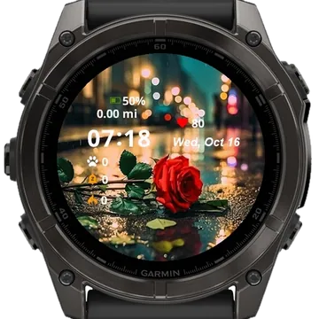Lonely Rose on a Rainy Night Garmin watch face preview