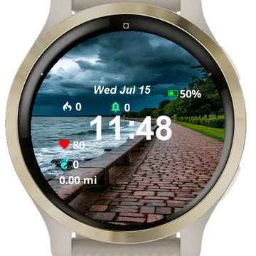 Long Brick Path Leads Water Garmin watch face preview