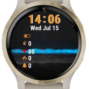 Lot Waves Glowing Blue Dark Garmin watch face preview