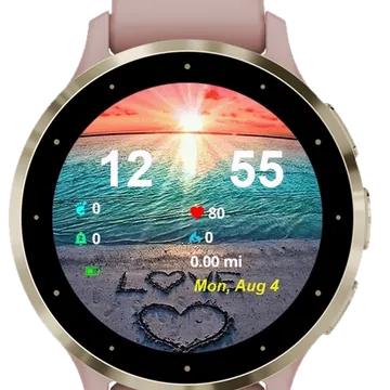 Love Sign on Beach Garmin watch face preview