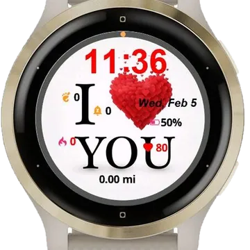 Love You Garmin watch face preview